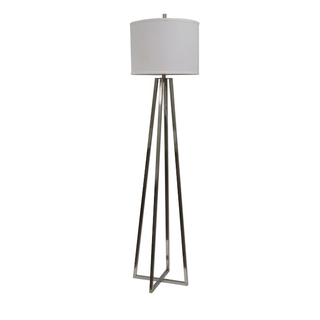 Project Source Allen + Roth Floor Lamp – Metal And Fabric – Brushed Nickel  And White Sm 142 | Rona In Metal Brushed Floor Lamps (View 6 of 20)