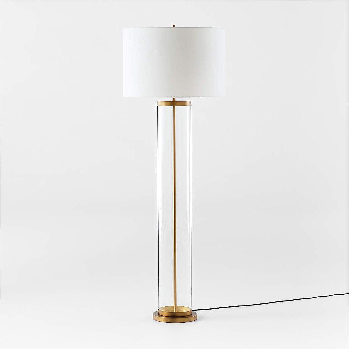 Promenade Avenue Black And Brass Floor Lamp With White Shade + Reviews |  Crate & Barrel In White Shade Floor Lamps (View 2 of 20)