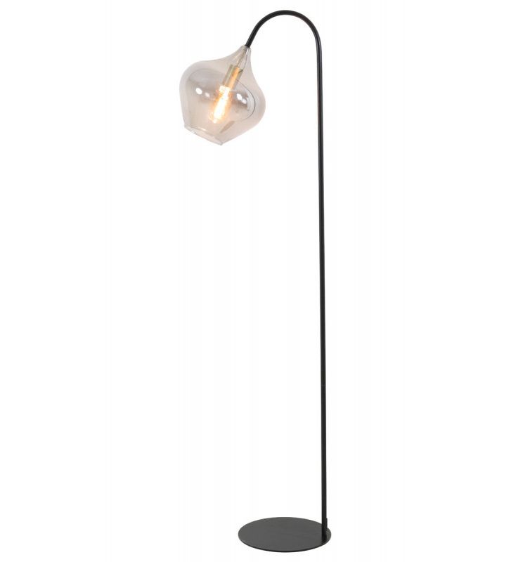 Rakel Floor Lamp Black And Smoked Glass H160cm – Light&living – Nardini  Forniture For Smoke Glass Floor Lamps (View 1 of 20)