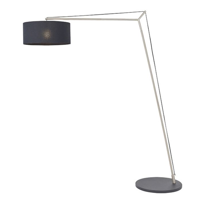 Robin – Modern Angular Arc Floor Light With Black Shade – Matt Nickel –  Lightbox Regarding Angular Floor Lamps (View 10 of 20)