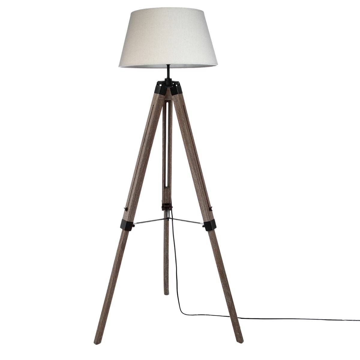 Runo" Tripod Floor Lamp H145cm In Metal And Pine – Deco, Furniture For  Professionals – Decoration Brands With Regard To Tripod Floor Lamps (View 18 of 20)