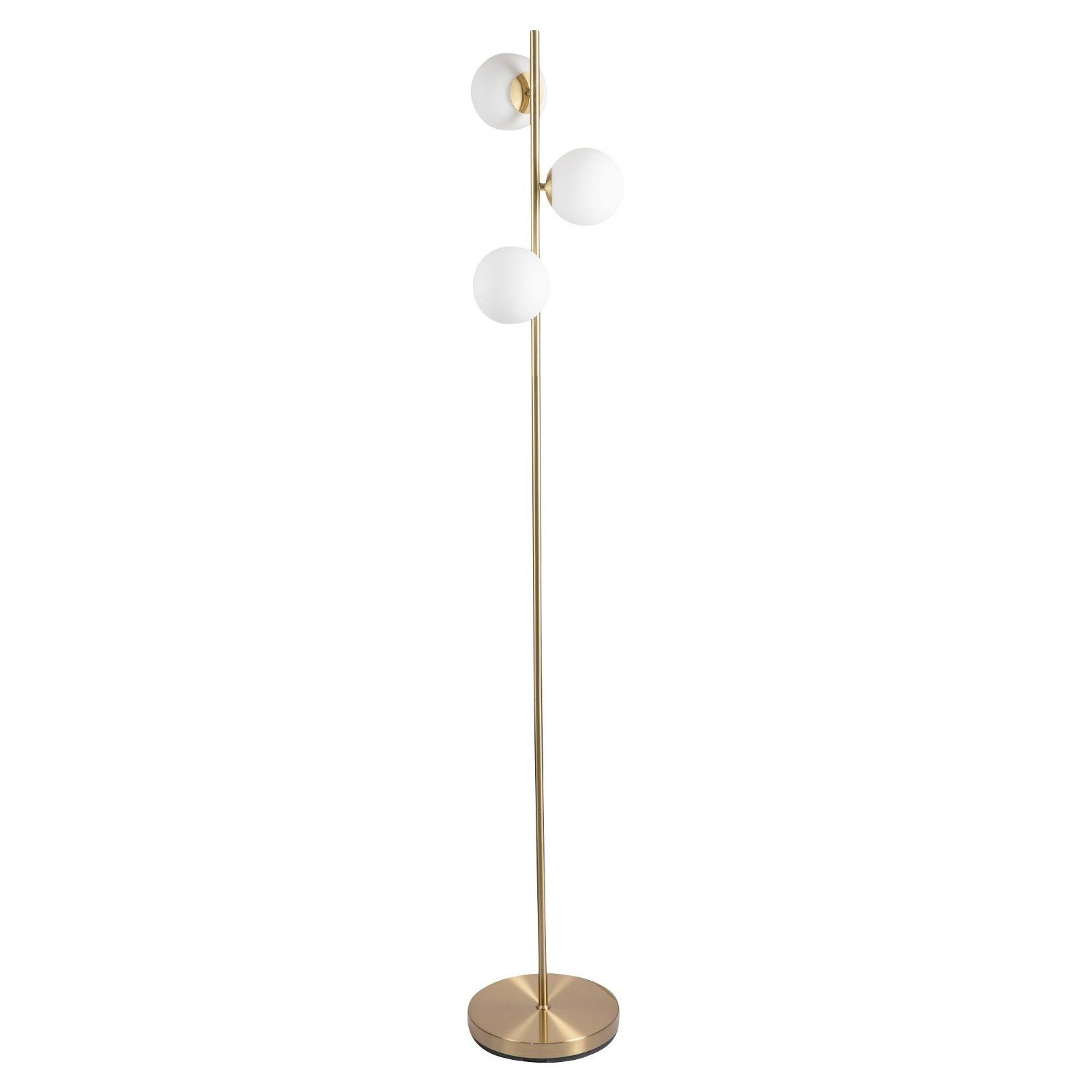 Satin Brass Floor Lamp With Opal Globe Shades Inside Satin Brass Floor Lamps (View 15 of 20)
