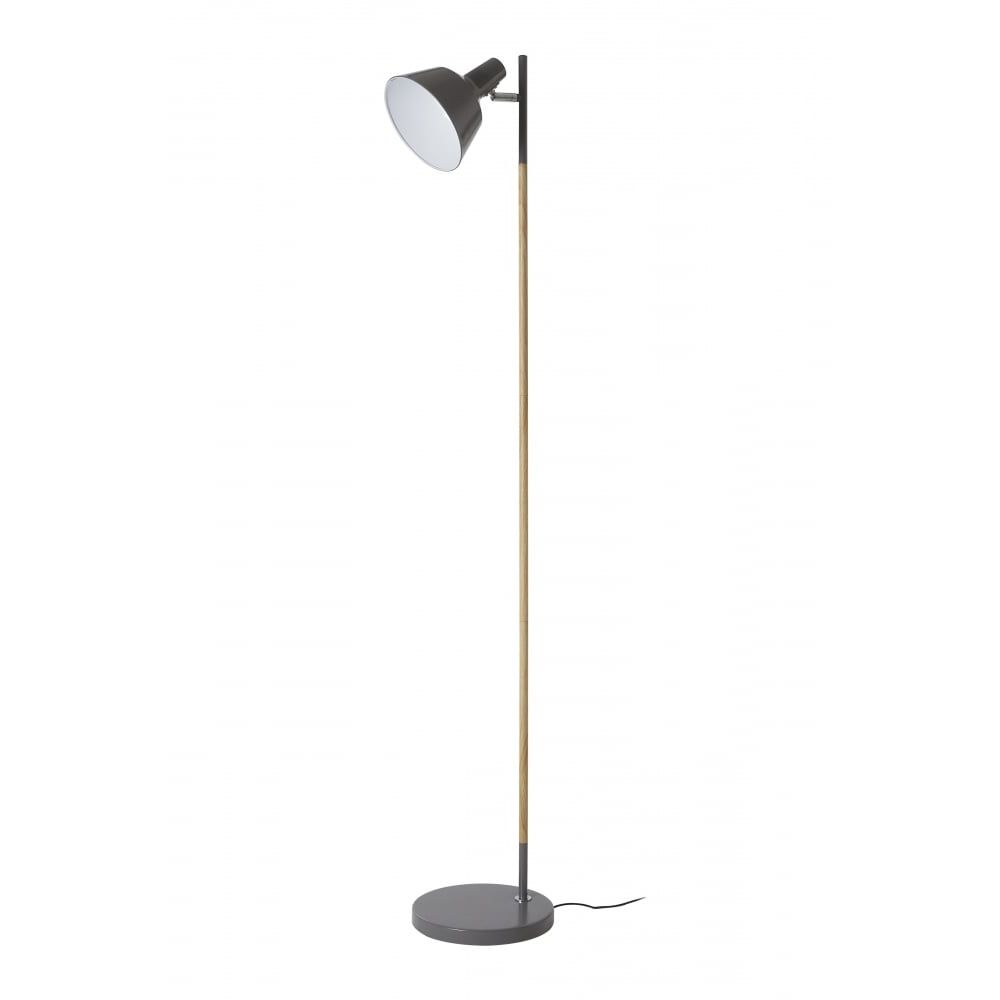 Scandi Style Wood And Grey Metal Floor Lamp At Fusion Living Throughout Steel Floor Lamps (View 18 of 20)