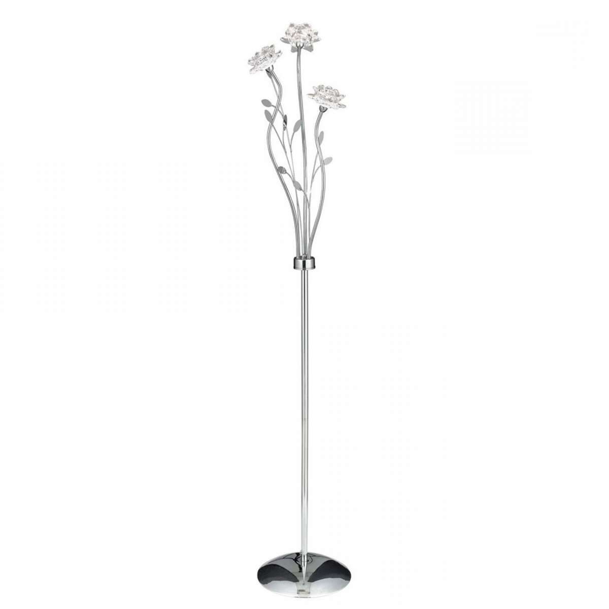 Searchlight 7283cc Bellis Table & Floor Lamp 3 Light Chrome – Clear Flower  Glass | Jr Lighting For Flower Floor Lamps (Gallery 19 of 20)