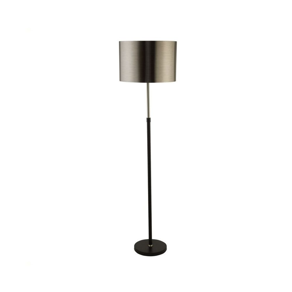 Searchlight Lighting 3879bk Single Light Floor Lamp In Matt Black And  Chrome Metal Finish With Brushed Black Metal Shade 47664 – Indoor Lighting  From Castlegate Lights Uk Regarding Metal Brushed Floor Lamps (View 16 of 20)