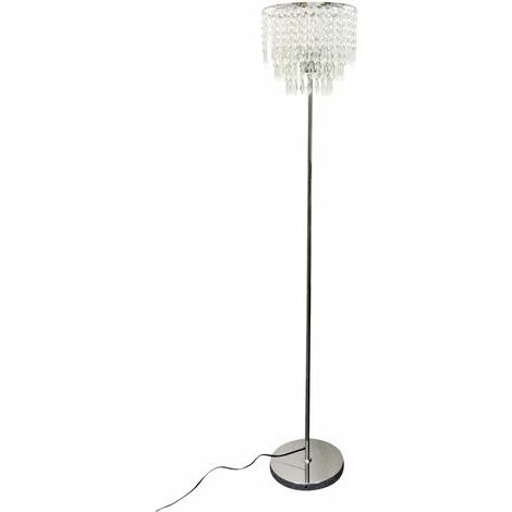 Set Of 2 Chrome And Acrylic Crystal Jewelled Floor Lamps Inside Chrome Crystal Tower Floor Lamps (View 14 of 20)