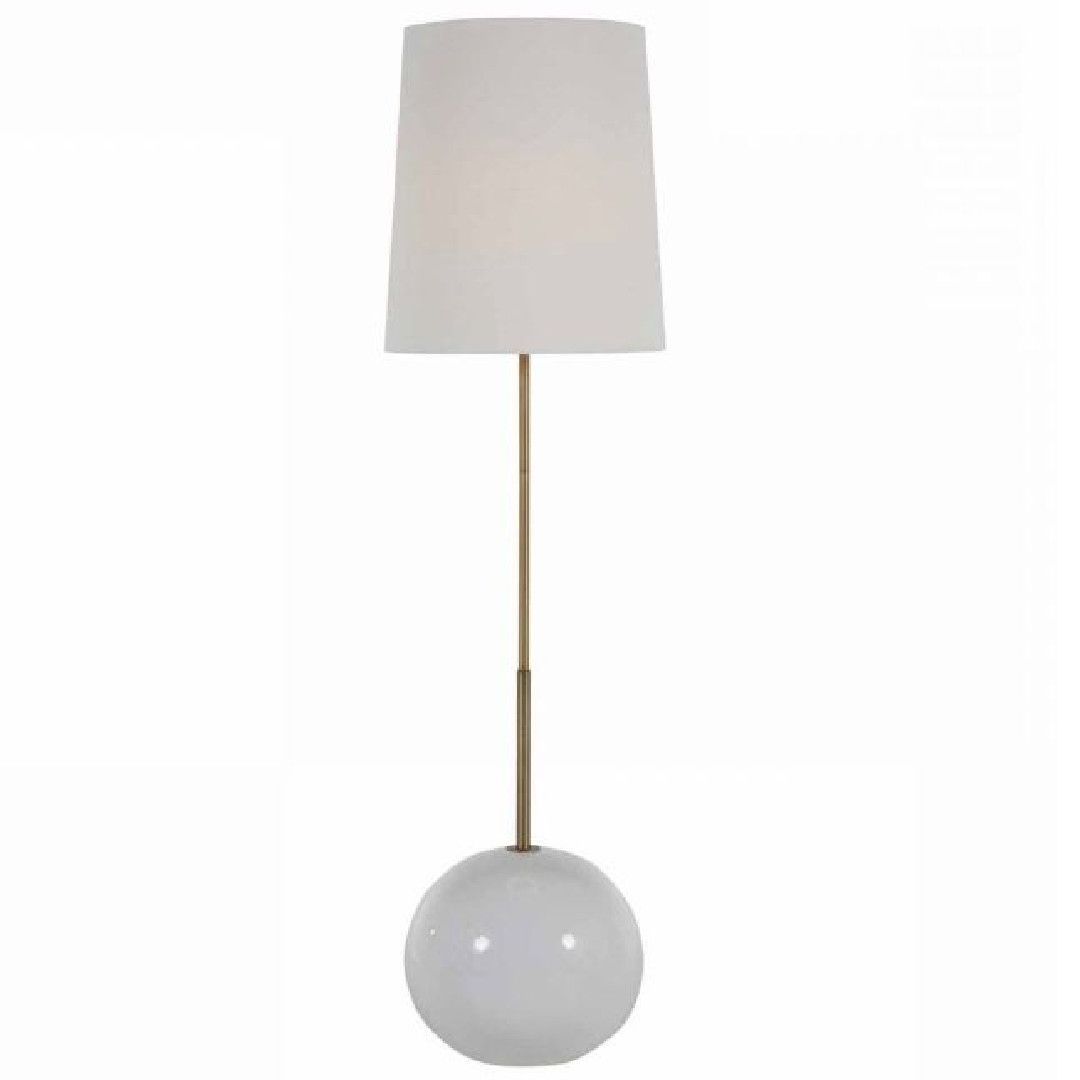 Shop Contemporary Floor Lamp W/ Iron Rode Base And White Ceramic Sphere  Base (View 11 of 20)