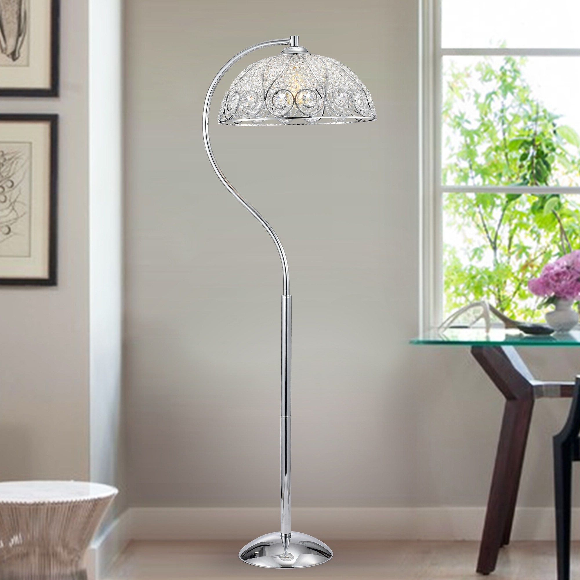 Silver Orchid Wray 1 Light Chrome Floor Lamp – Overstock – 29906464 With Regard To Silver Chrome Floor Lamps (View 9 of 20)