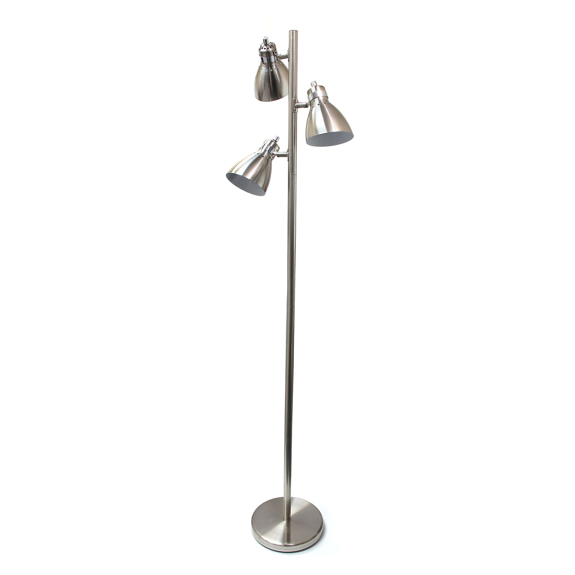 Simple Designs Metal 3 Light Tree Floor Lamp, Brushed Nickel Finish | All  The Rages Throughout 3 Light Tree Floor Lamps (View 12 of 20)