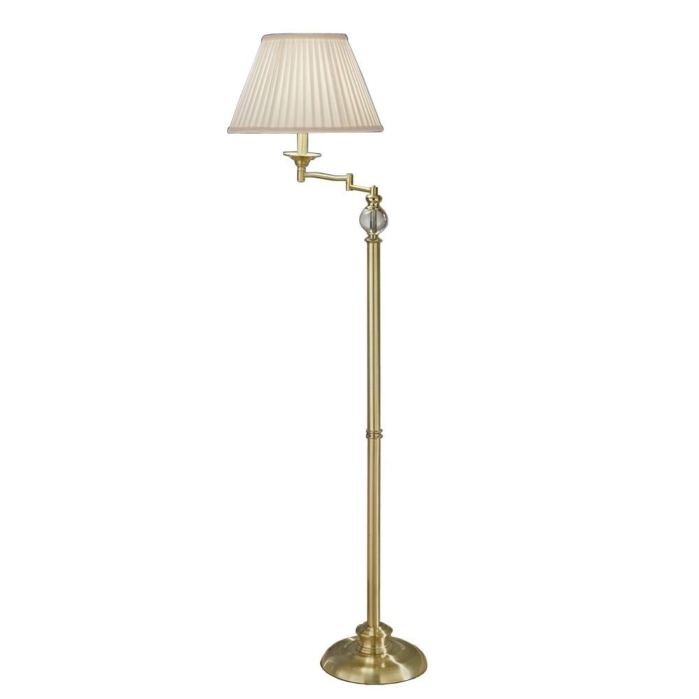Sl207 Satin Brass Swing Arm Floor Lamp With Cream Pleated Shade – Lighting  From The Home Lighting Centre Uk Throughout Satin Brass Floor Lamps (View 9 of 20)