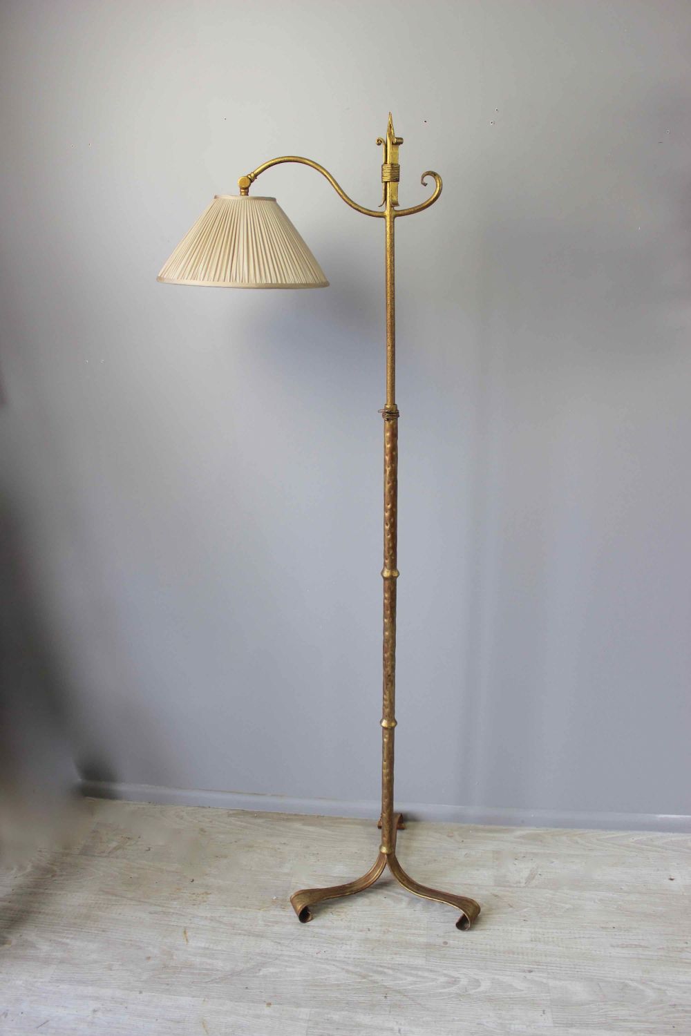 Spanish Gilt Metal Adjustable Height Floor Lamp With Adjustable Height Floor Lamps (View 2 of 20)