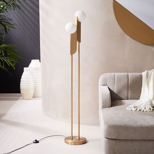 Sphere + Stem Floor Lamp – Brass | West Elm | Floor Lamps Living Room,  Globe Floor Lamp, Cool Floor Lamps Within Sphere Floor Lamps (View 9 of 20)