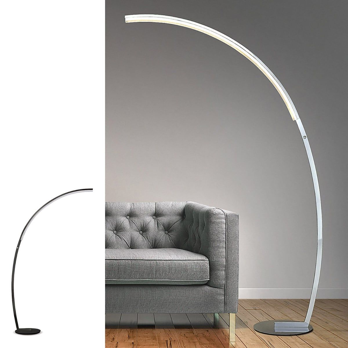 Strick & Bolton Zouma Chrome Dimmable Led Arc Floor Lamp – On Sale –  Overstock – 23446736 With Floor Lamps With Dimmable Led (Gallery 20 of 20)