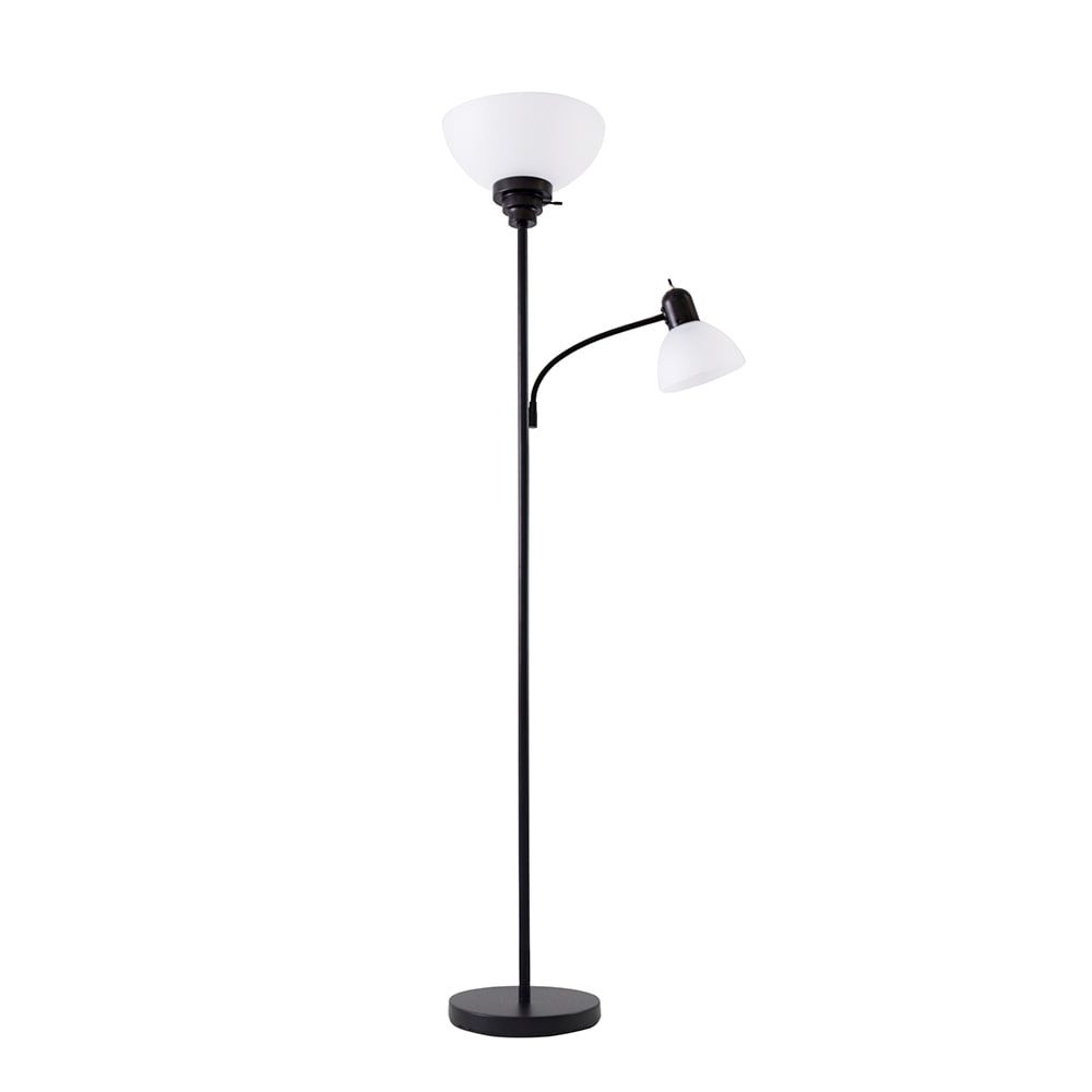 Style Selections 71 In Black Torchiere With Reading Light Floor Lamp In The Floor  Lamps Department At Lowes Within Black Floor Lamps (View 12 of 20)