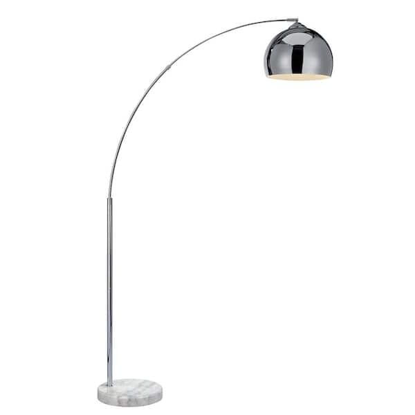 Teamson Home Arquer Arc Floor Lamp With Chrome Finished Shade And White  Marble Base Vn L00010 – The Home Depot With Chrome Floor Lamps (View 1 of 20)