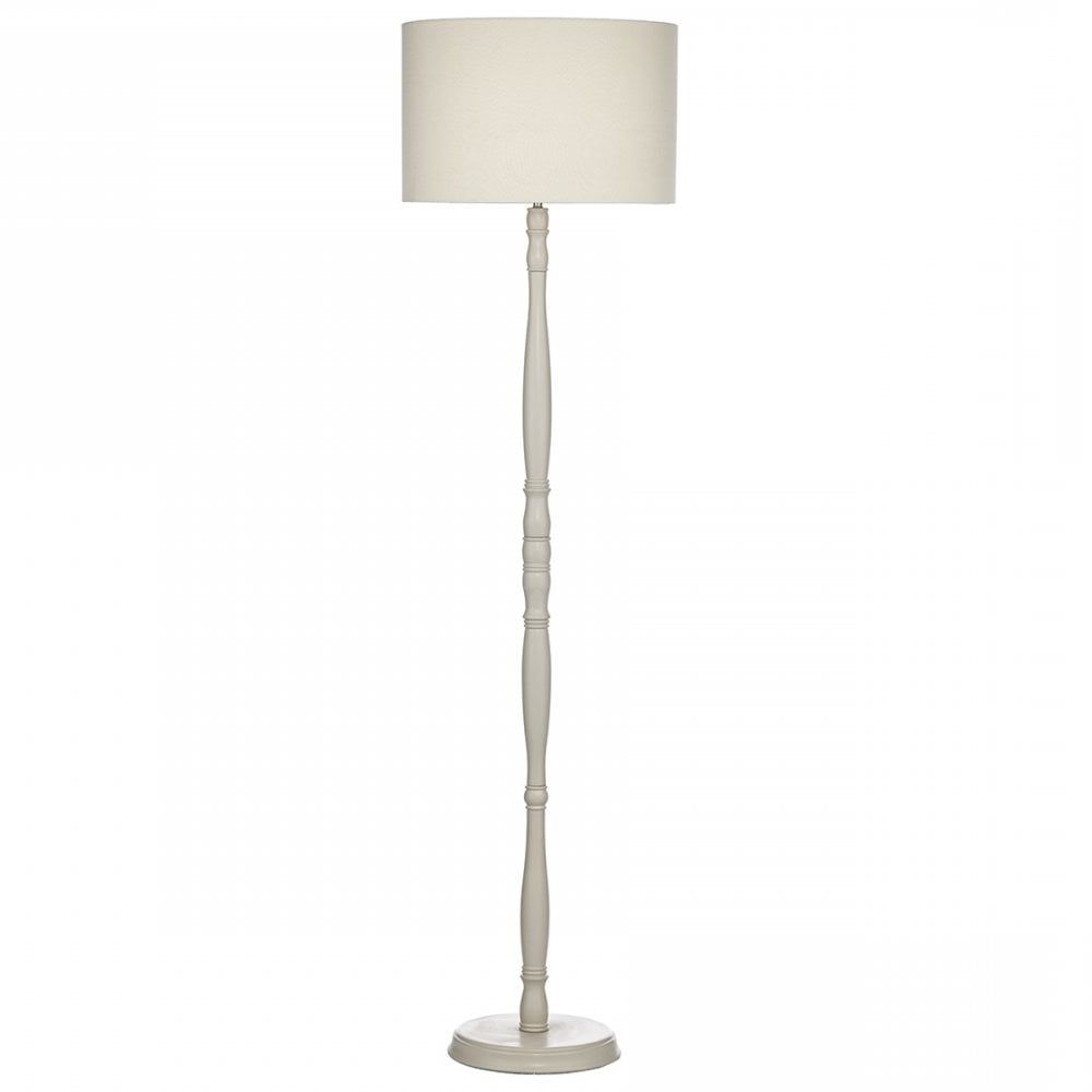 Traditional Wooden Floor Lamp Cream Cotton Shade | Lighting Lights Uk With Regard To Oak Floor Lamps (Gallery 19 of 20)