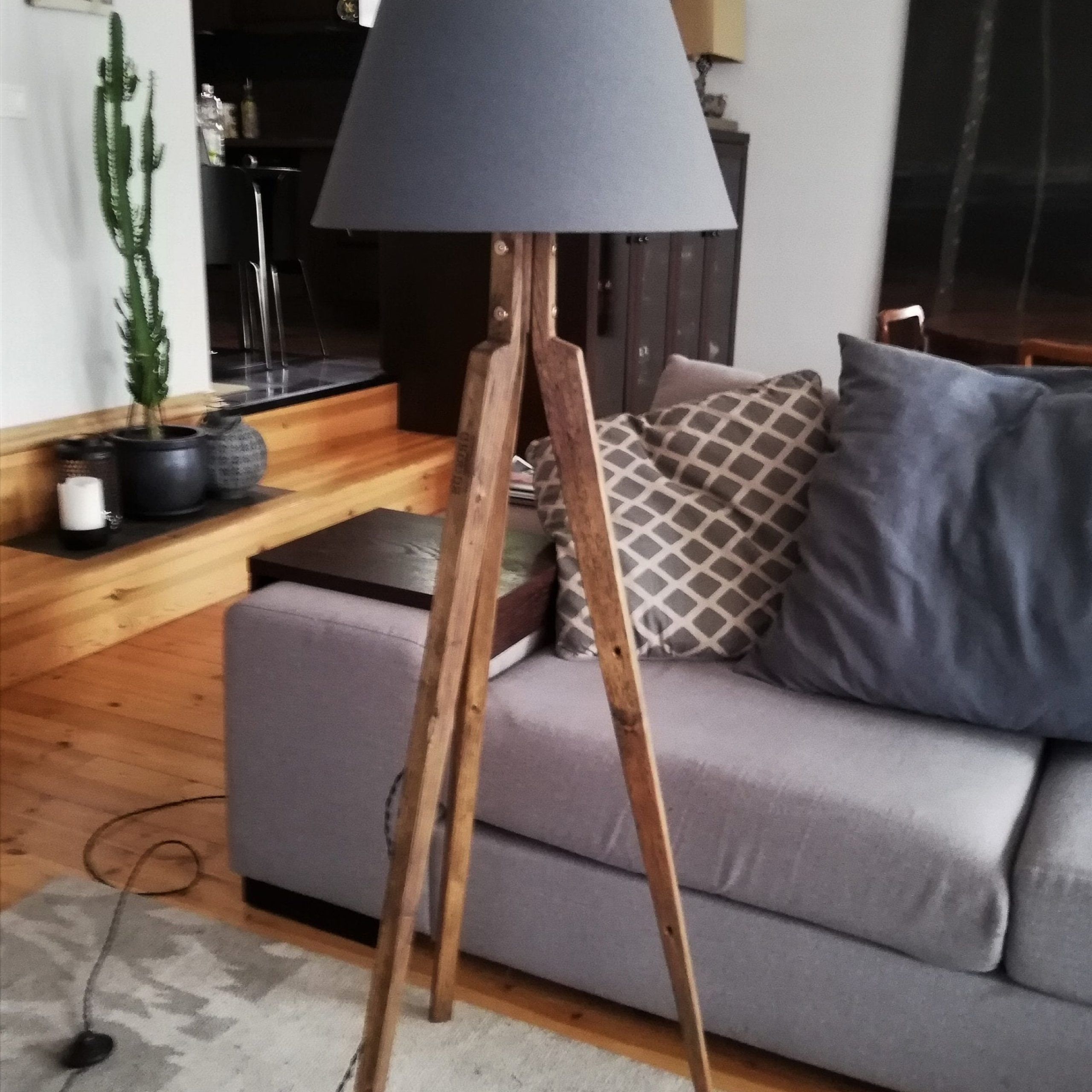 Tripod Floor Lamp Base / Wood Floor Lamp Base / Antique Wood – Etsy In Wood Tripod Floor Lamps (View 11 of 20)