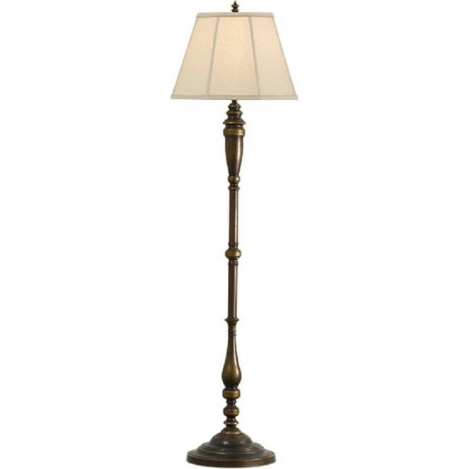 Victorian Style Bronze Standard Floor Lamp With Natural Linen Shade With Traditional Floor Lamps (View 11 of 20)