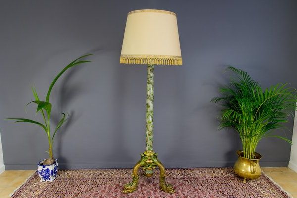 Vintage Italian Grotto Style Floor Lamp In Carved And Painted Wood For Sale  At Pamono Throughout Carved Pattern Floor Lamps (View 7 of 20)
