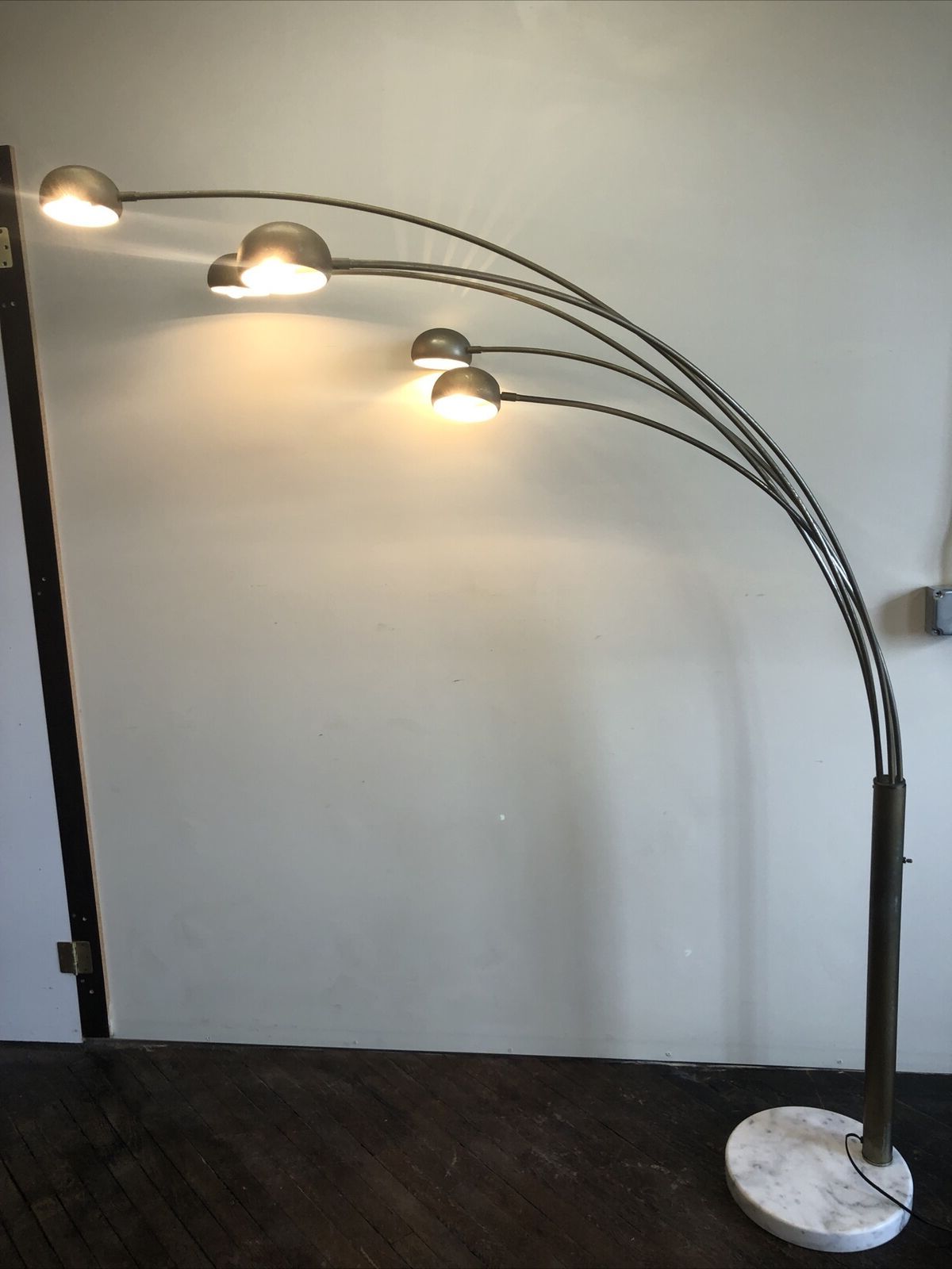 Vintage Mcm 5 Light Arc Floor Lamp Aged Brass W/ Marble Base | Ebay Throughout 5 Light Arc Floor Lamps (View 6 of 20)