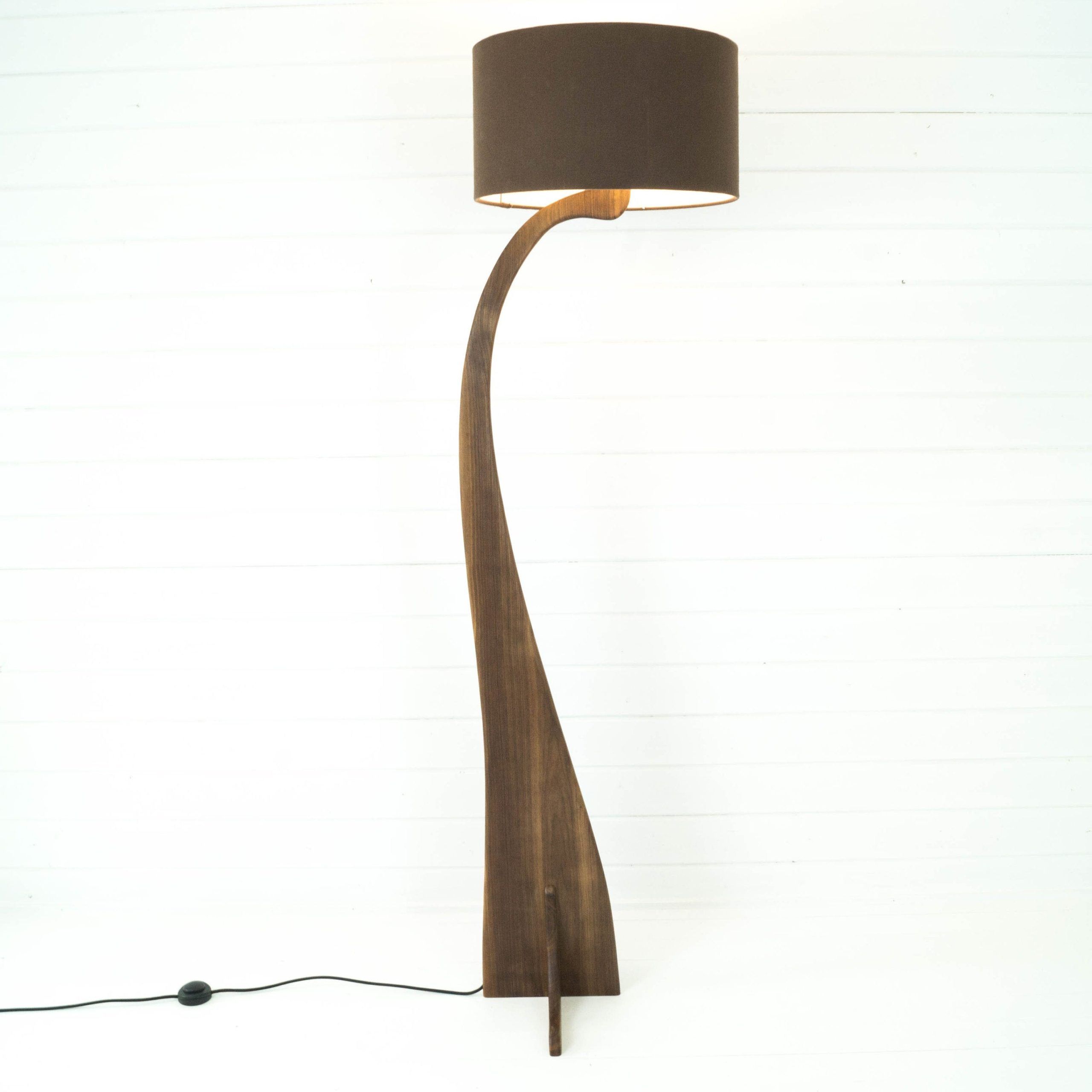 Walnut Floor Lamp Solid Wood Unique Contemporary Design – Etsy Uk Intended For Walnut Floor Lamps (View 3 of 20)