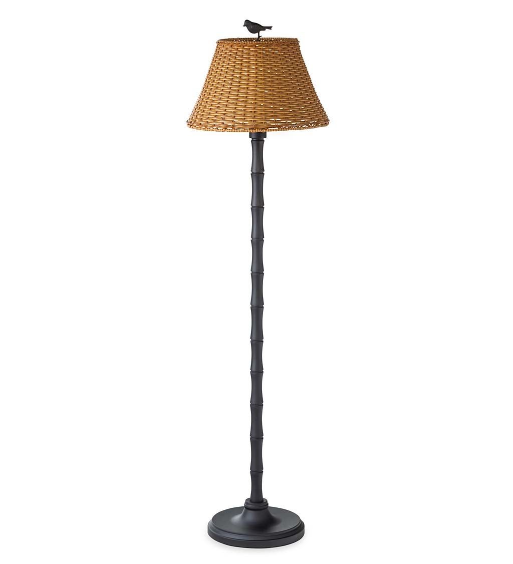 Waterproof Outdoor Wicker Floor Lamp – Brown | Plowhearth Pertaining To Brown Floor Lamps (View 8 of 20)