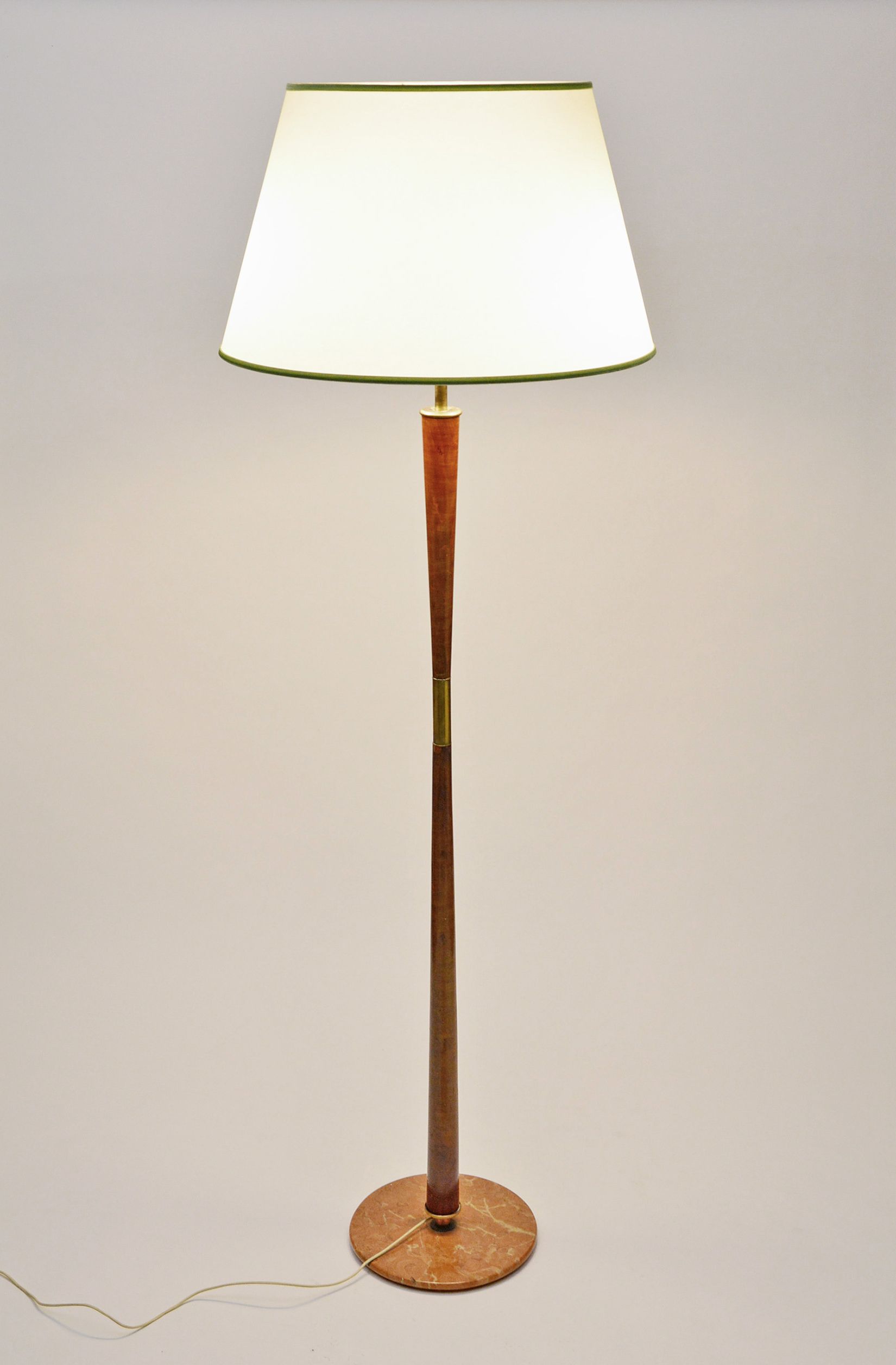 Wood And Brass Floor Lamp With Marble Basestilnovo, 1940s | Intondo Inside Marble Base Floor Lamps (View 4 of 20)
