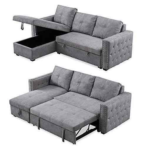 3 Seat Simple Sectional Sofa Bed Modern Fabric L Shaped Couch Storage Sofa  Couch | Ebay Intended For Sectional Sofa With Storage (View 12 of 20)