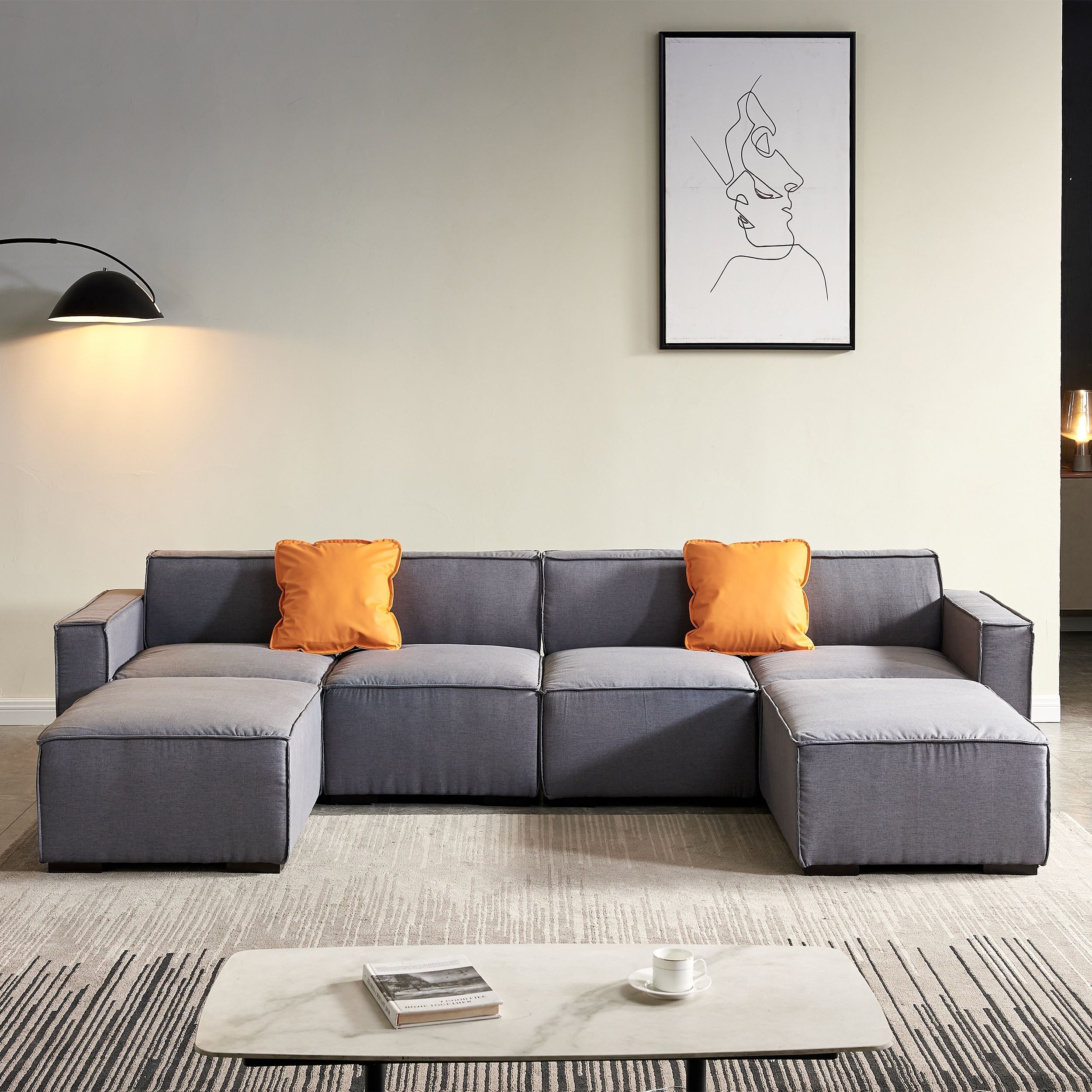 6 Seat Sectional Sofa Set Livingroom Modular Couch With 2 Ottoman&2 Pillows  – On Sale – – 36933437 With Regard To 6 Seater Modular Sectional Sofas (View 13 of 20)