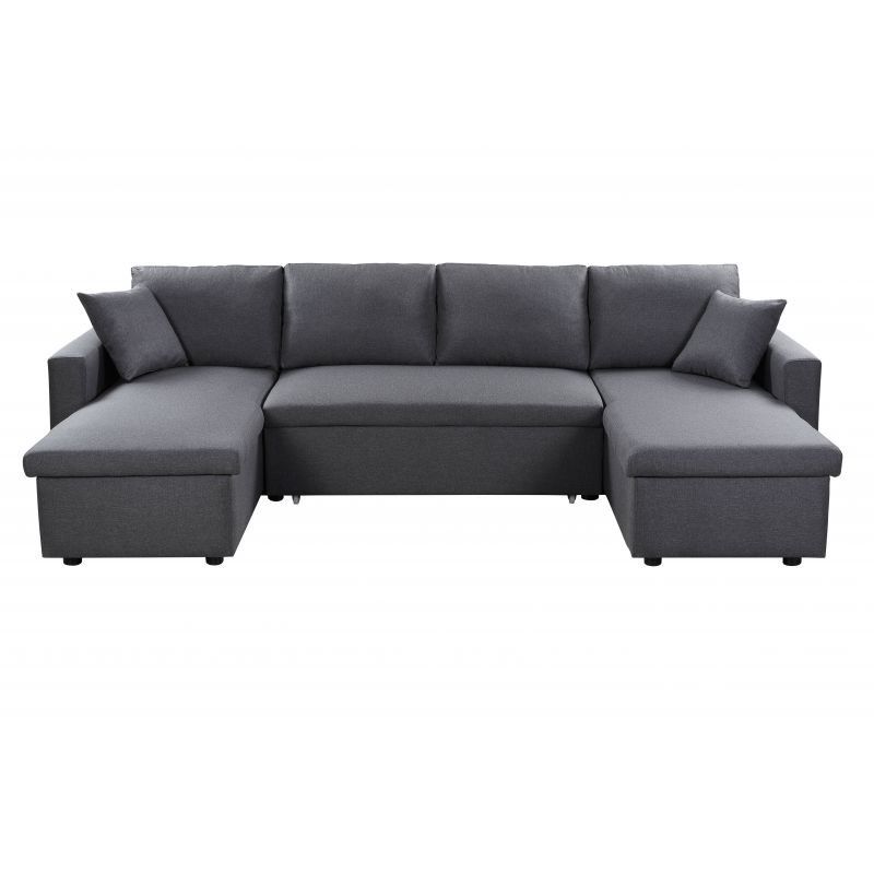 6 Seater Convertible Corner Sofa Raphy Fabric (dark Grey) Intended For 6 Seater Sectional Couches (Gallery 6 of 20)