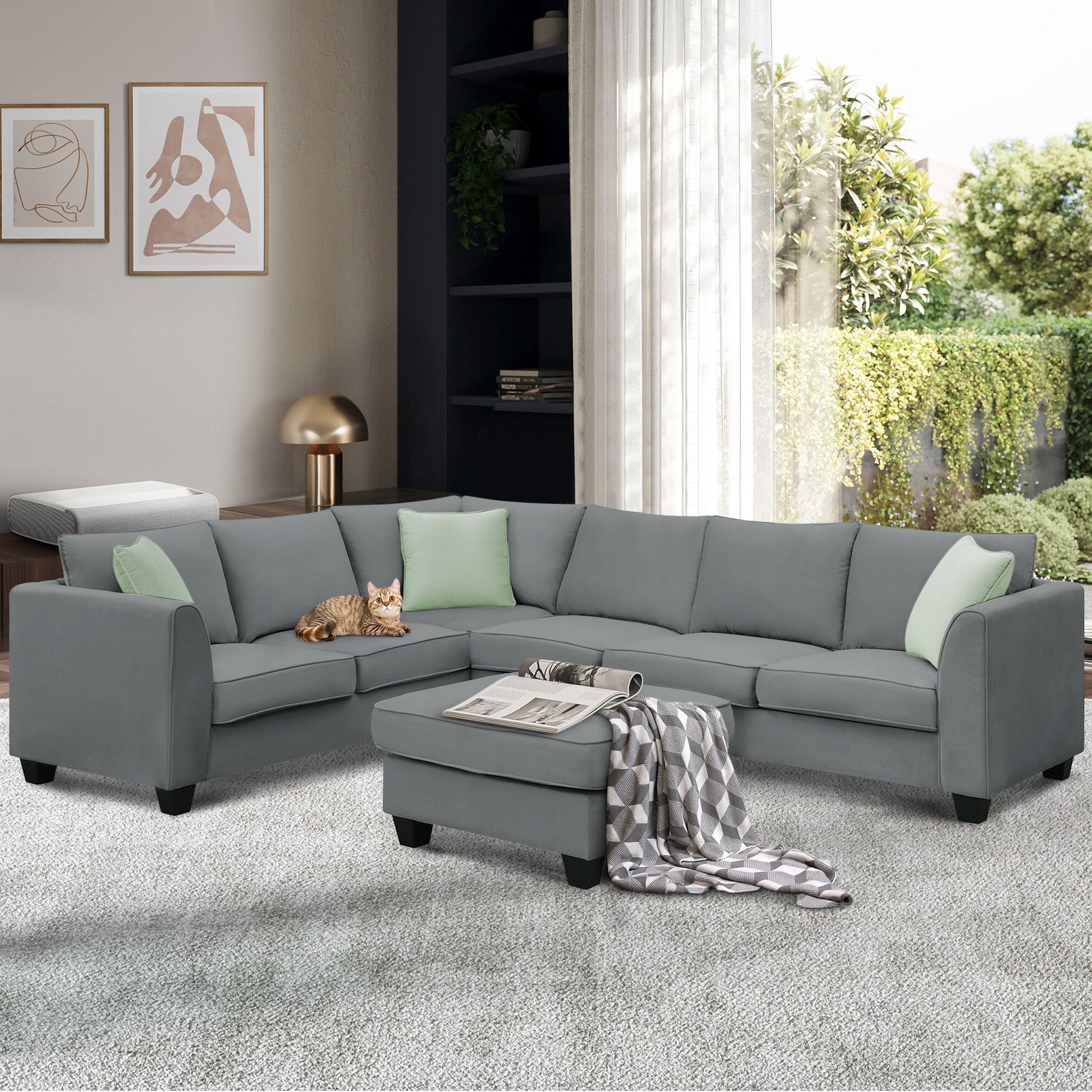 Featured Photo of 20 Inspirations 7-seater Sectional Couch with Ottoman and 3 Pillows