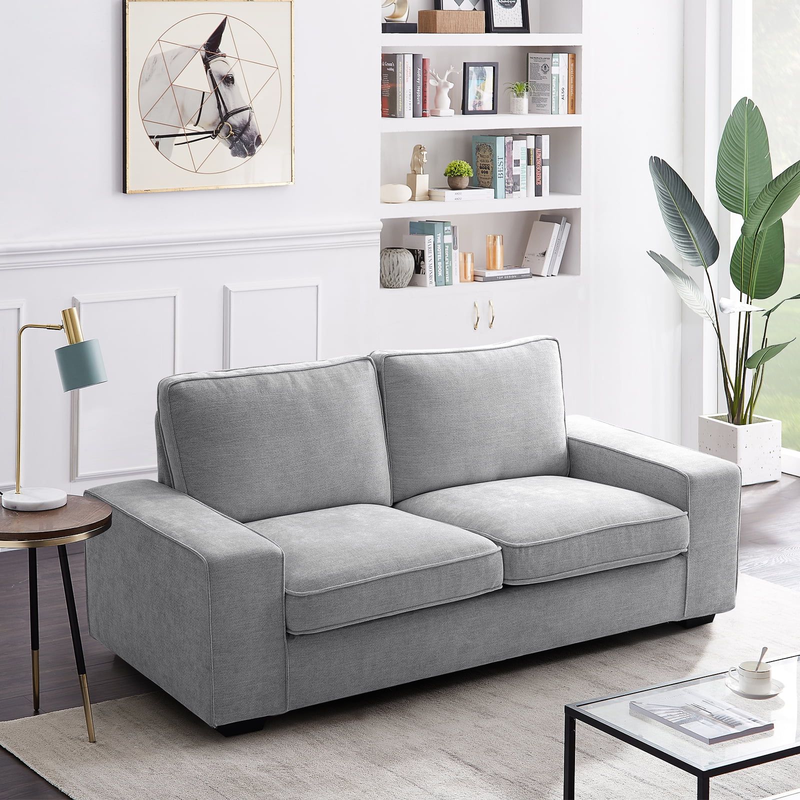 71.25" Modern Loveseat Sofa With Solid Wood Frame, Living Room Chair,  Chenille Couches For Small Spaces, Removable Back Cushion And Easy,  Tool Free Assembly (light Grey) – Walmart Pertaining To Modern Loveseat Sofas (Gallery 3 of 20)