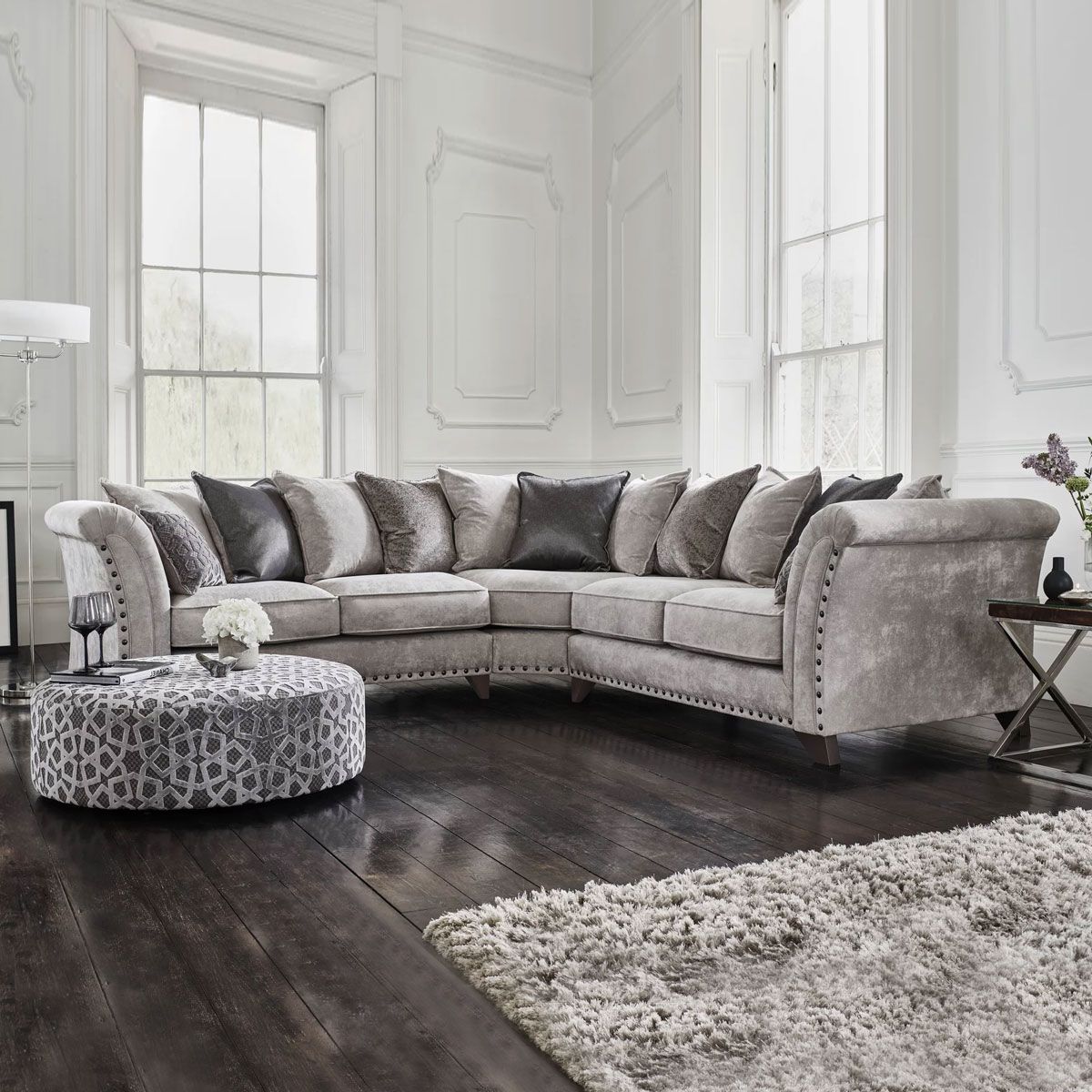 Alexander Large Fabric Pillow Back Corner Sofa With Studs From Aed 6849 |  Ah Furniture In Pillowback Sofa Sectionals (Gallery 17 of 20)