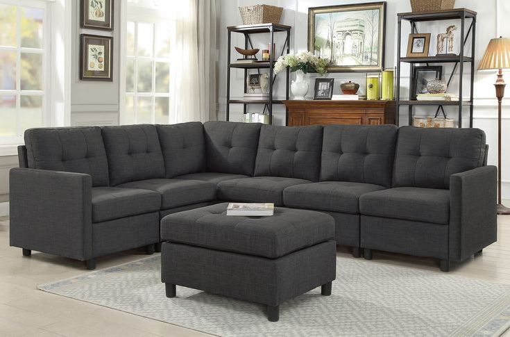 Asunflower Sectional Sofa Ottoman Set 6 Seats Modular Corner Sectional  Couches Living Room Furniture Sets Reversible L Shape Fabric Couches Dark  Grey | Couches Living Room Sectional, Living Room Sets Furniture, Modular In 6 Seater Sectional Couches (Gallery 7 of 20)
