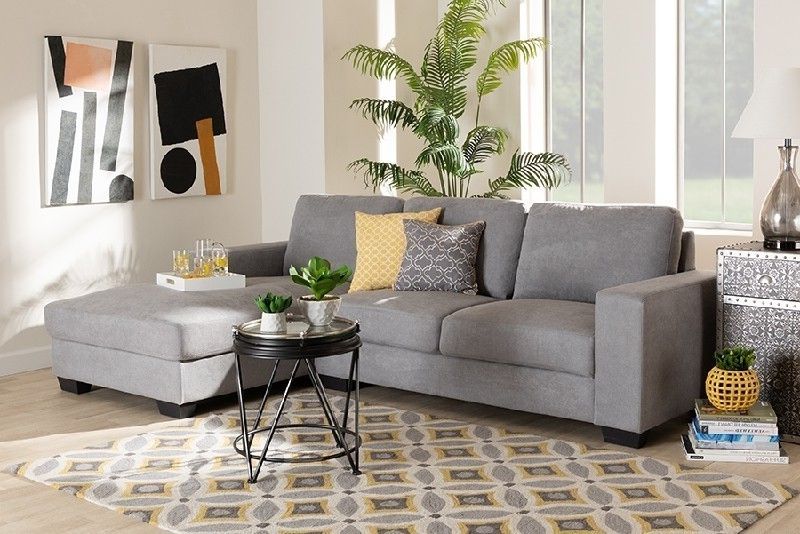 Baxton Studio J099s Light Grey Rfc Nevin 102 Inch Modern And Contemporary  Fabric Upholstered Sectional Sofa With With Regard To Studio Sectional Couches (View 12 of 20)