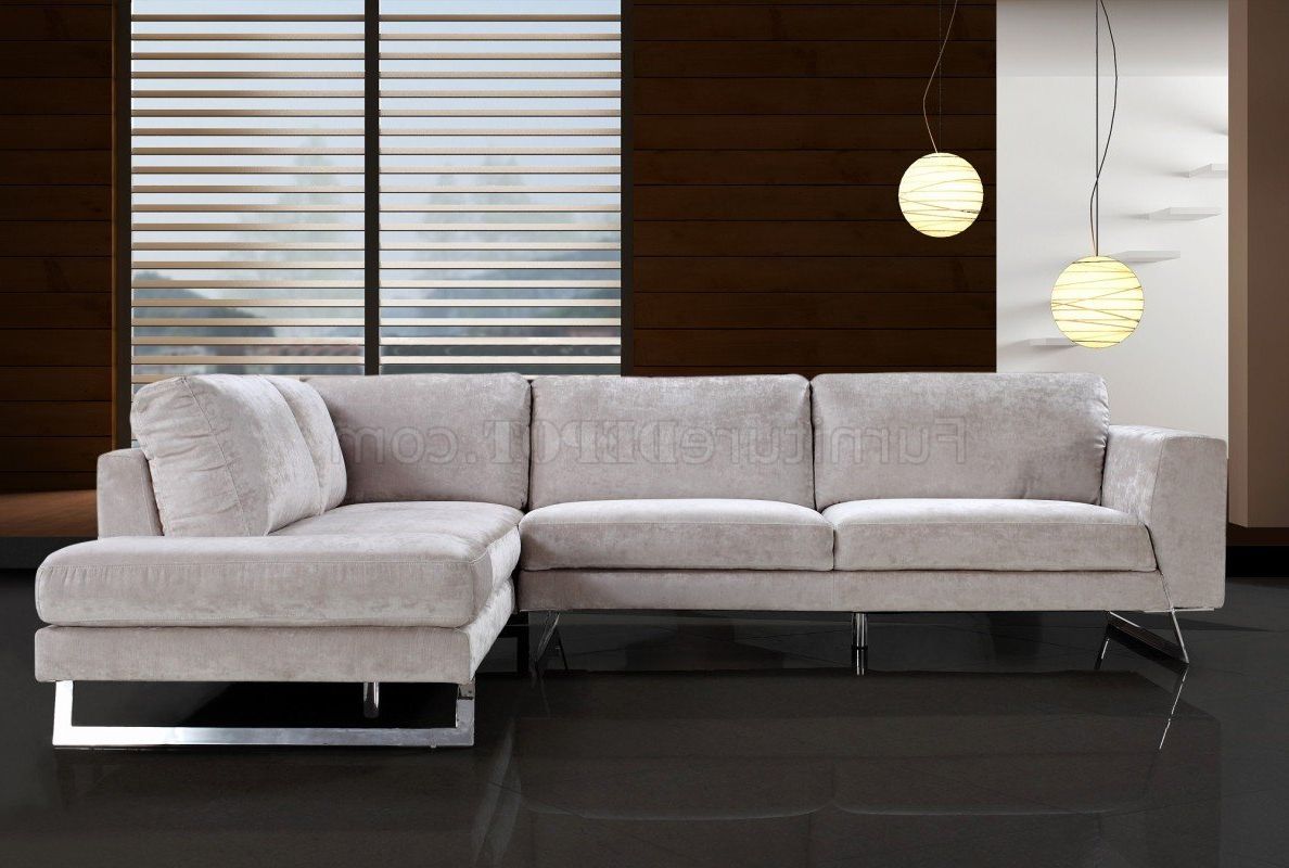 Beige Microfiber Modern Sectional Sofa W/chrome Metal Legs Pertaining To Chrome Metal Legs Sofas (Gallery 5 of 20)
