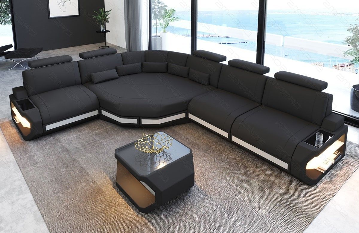 Bel Air L Shape Fabric Sectional Sofa With Led And Large Relax Corner |  Sofadreams Pertaining To Modern Fabric L Shapped Sofas (View 9 of 20)