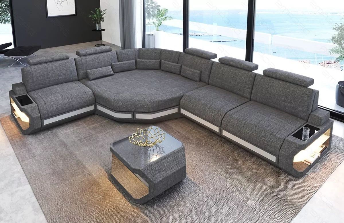 Bel Air L Shape Fabric Sectional Sofa With Led And Large Relax Corner |  Sofadreams Pertaining To Modern L Shaped Fabric Upholstered Couches (View 4 of 20)