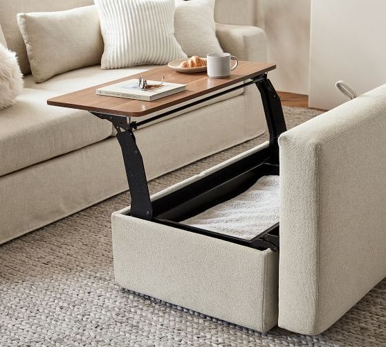 Big Sur Upholstered Storage Ottoman With Pull Out Table | Pottery Barn With Sofas With Storage Ottoman (Gallery 12 of 20)