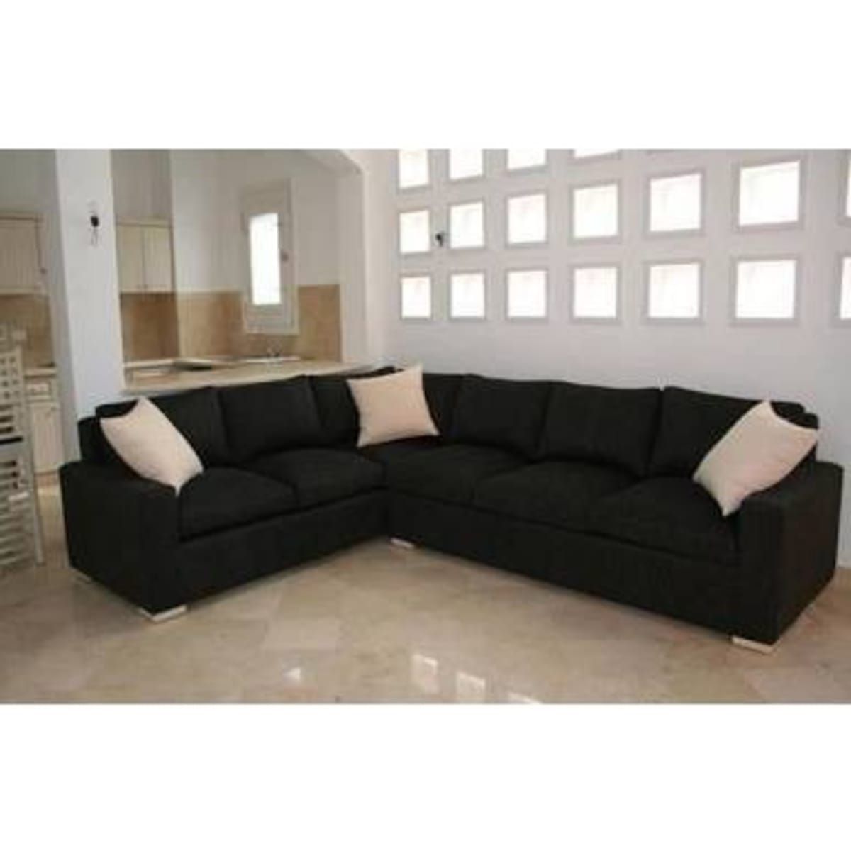 Black Fabric 6 Seater Sectional Sofa With 3 Free Throw Pillows | Konga  Online Shopping In 6 Seater Sectional Couches (Gallery 15 of 20)