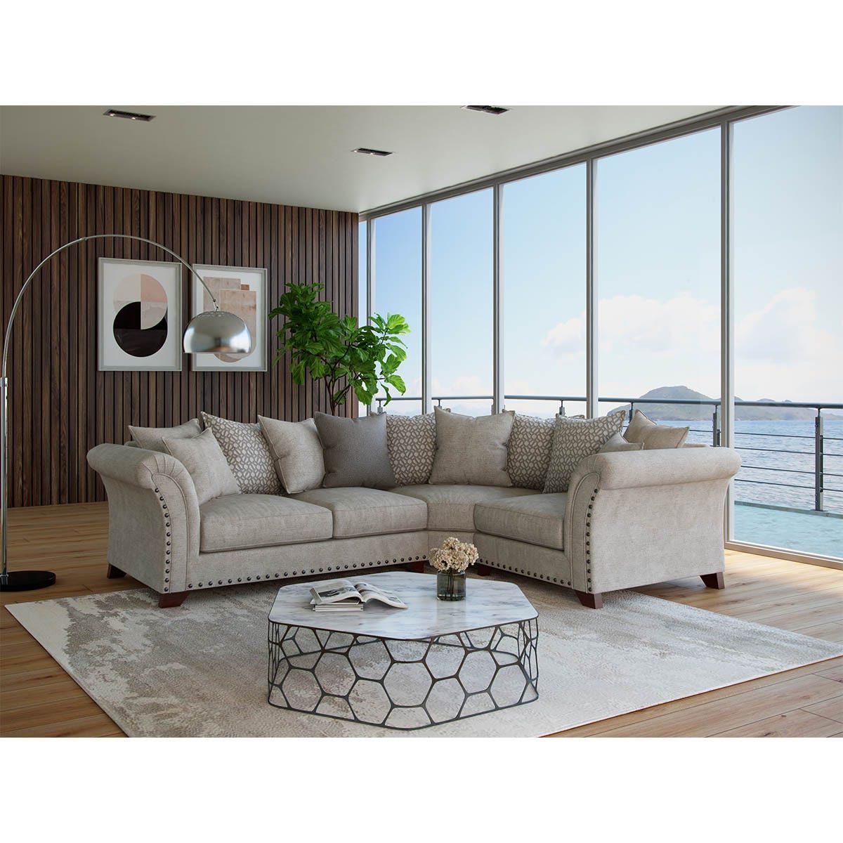 Chantelle 3 Seater And 2 Seater Sofa Set Silver Pillowback | Robert Dyas With Pillowback Sofa Sectionals (View 6 of 20)