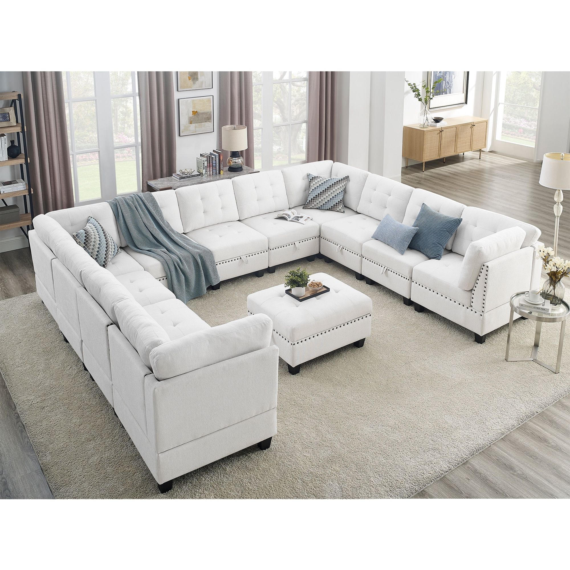 Chenille U Shaped Modular Sectional Sofa With Bonus Storage – On Sale – –  37703946 With Regard To U Shaped Modular Sectional Sofas (View 8 of 20)