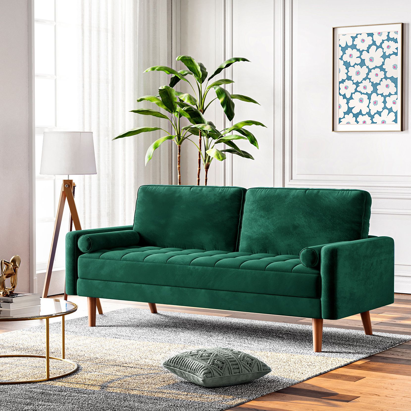 Corrigan Studio® Enedelia 69.3'' W Velvet Rolled Arm Sofa Loveseat &  Reviews | Wayfair With Regard To Sofas With Rolled Arm (Gallery 14 of 20)