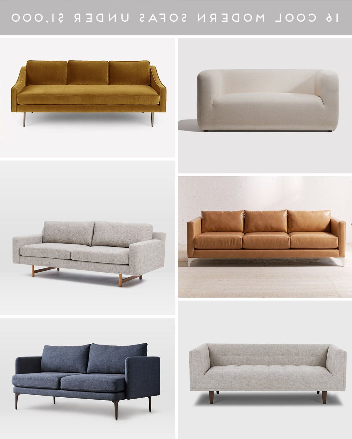 Couch Potato: 16 Stylish Modern Sofas Under $1,000 – Paper And Stitch In Modern Loveseat Sofas (Gallery 10 of 20)