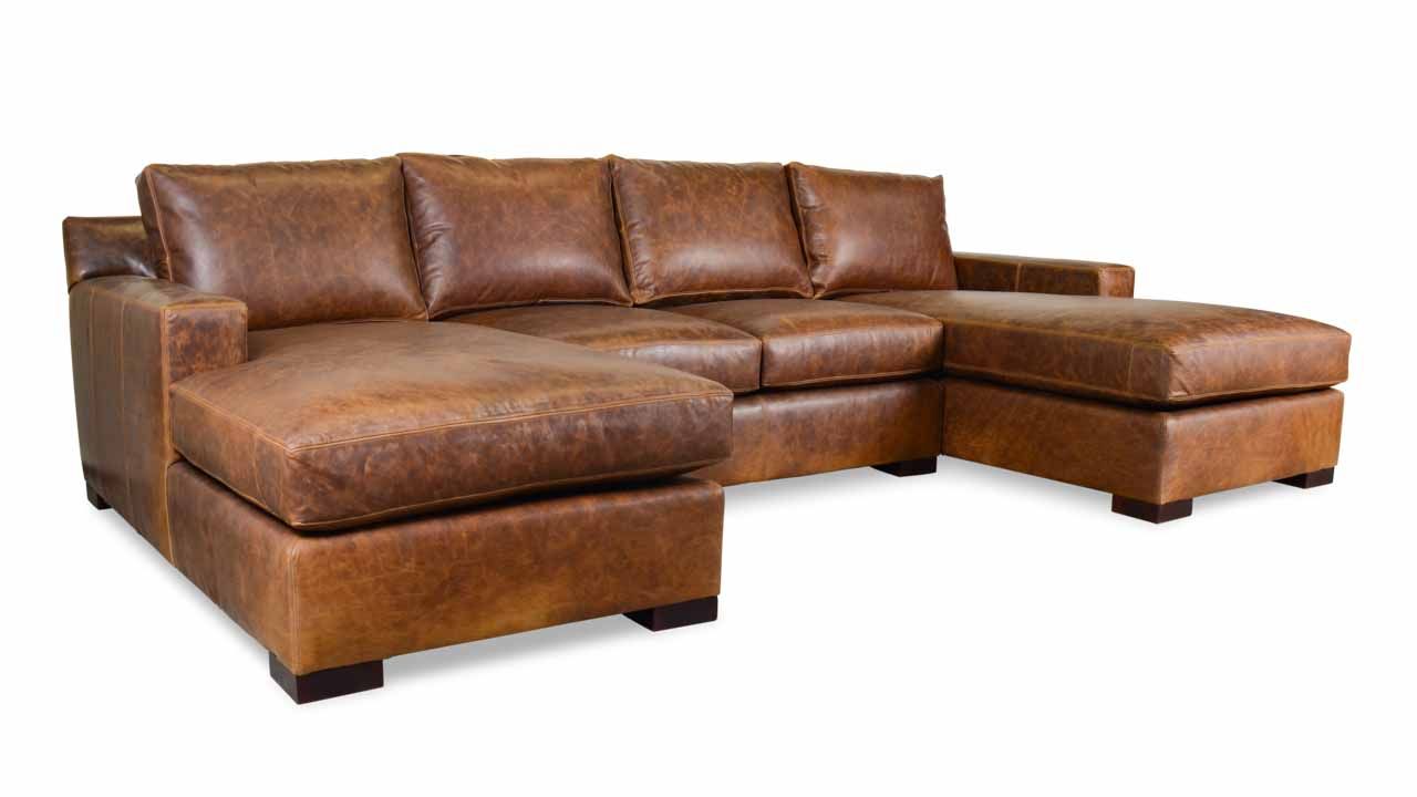 Durham Double Chaise U Shaped Transitional Leather Sectional Within Sofas With Double Chaises (Gallery 20 of 20)