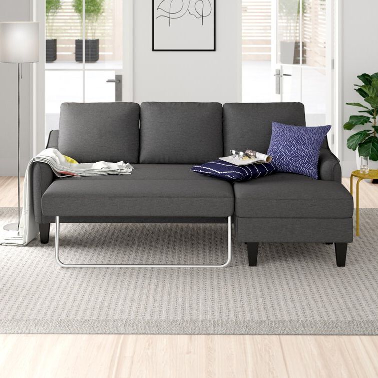 Ebern Designs Sarrinah 83" Wide Left Hand Facing Sleeper Sofa & Chaise &  Reviews | Wayfair Throughout Left Or Right Facing Sleeper Sectional Sofas (View 3 of 20)