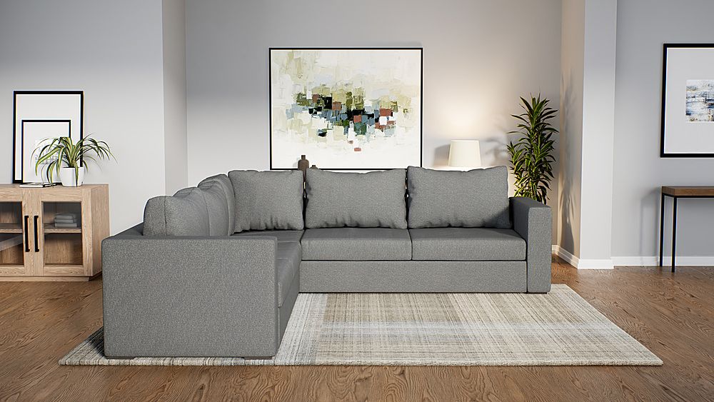 Elephant In A Box Modular L Shape, Fabric 7 Seat Large Sectional Sofa  6224011296083 – Best Buy Throughout Small L Shaped Sectionals (Gallery 4 of 20)