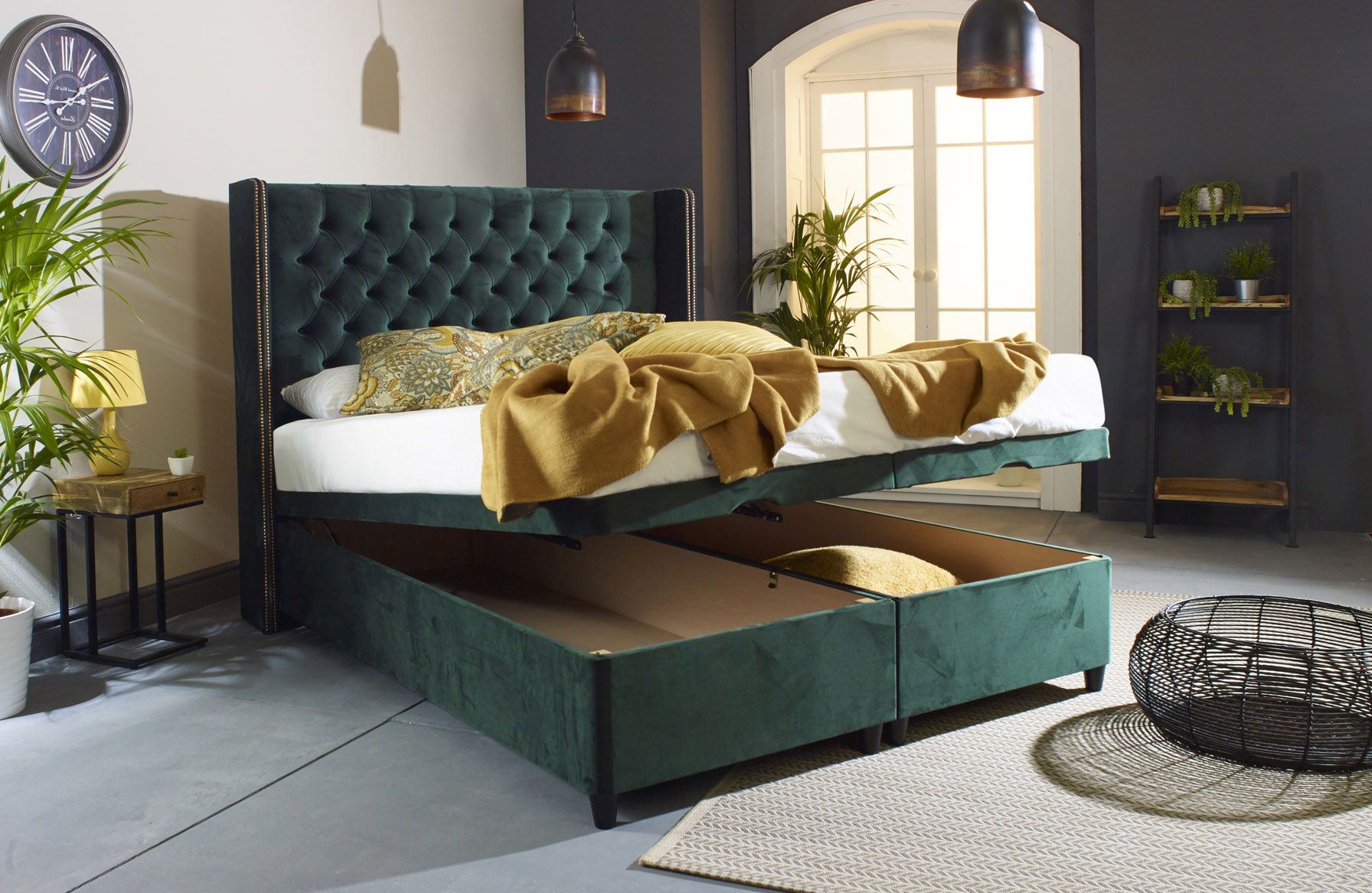 Elle Wing Floating Ottoman Bed Frame With Studs – Bedworld In Floating Ottomans (View 6 of 20)