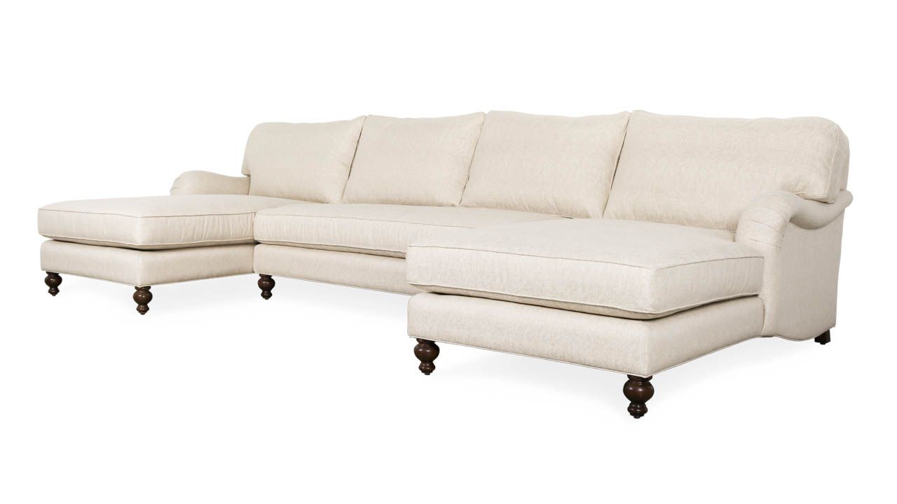 English Arm Pillow Back Double Chaise Sectional Sofa In Pillowback Sofa Sectionals (View 11 of 20)
