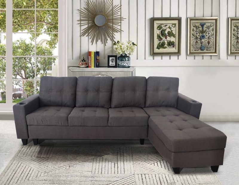 Final Sale) Klara Reversible Sectional Sofa With Cup Holder In  Brown Ifurniture The Largest Furniture Store In Edmonton. Carry Bedroom  Furniture, Living Room Furniture,sofa, Couch, Lounge Suite, Dining Table  And Chairs And Patio Furniture Intended For Reversible Sectional Sofas (Gallery 20 of 20)